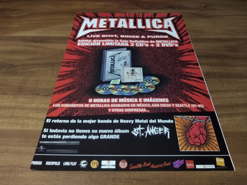 (pd625) Publicidad Metallica * Live Sh*t, Binge & Purge