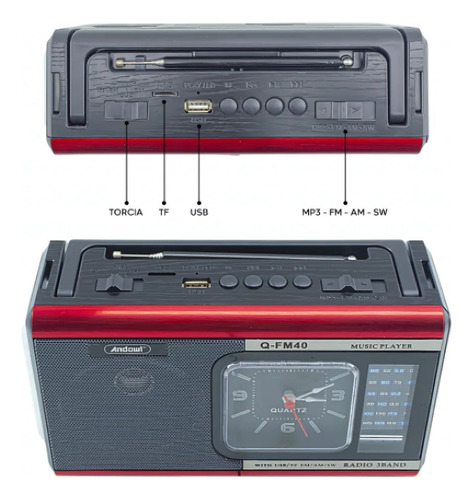 Radio Retro Vintage Reloj Linterna Multifuncional Am Fm
