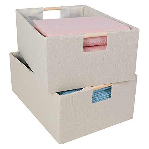 Conjunto De 2 Cajas De Almacenamiento Plegables De Lino...