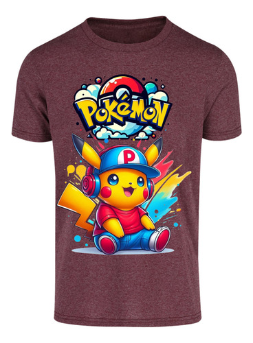 Playera Pikachu De Pokemon De Algodon Jaspeado