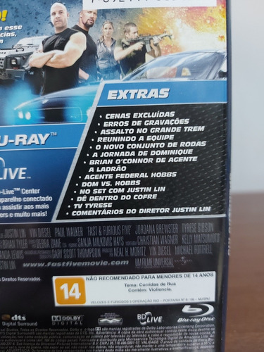 Blu-ray Velozes E Furiosos 5 Original Dublado