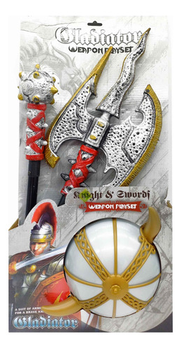 Set Guerrero Medieval Con Casco Espada Y Garrote - 10136