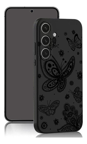 Funda Negra De Silicona Para Celular Con Mariposa, A Prueba De Golpes, Compatible Con Apple Y Samsung