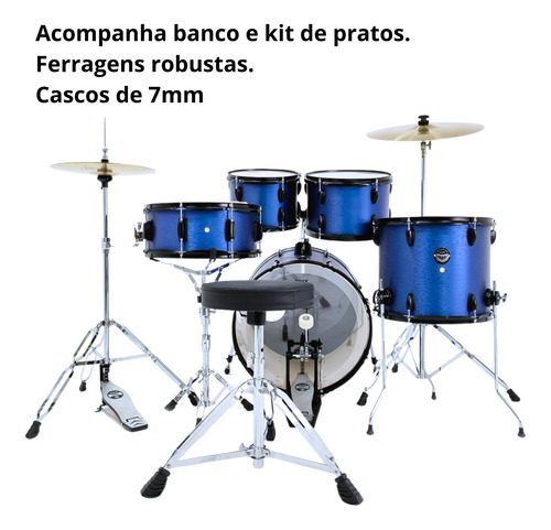 Bateria Nagano Onix Bumbo 20 Completa Banco Prato Lançamento
