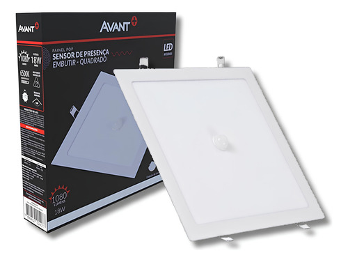 Painel Sensor De Presença 18w Embutir Quadrado Avant 6500k 110V/220V