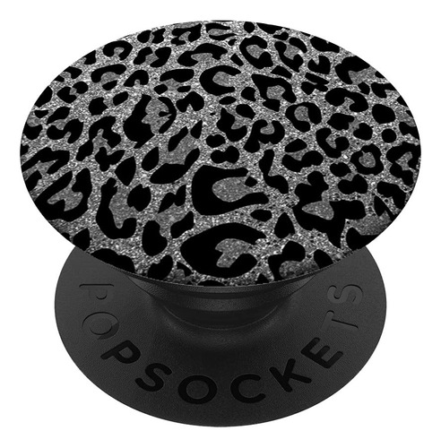 Popsockets Impresion Leopardo Negro Plateado Popgrip