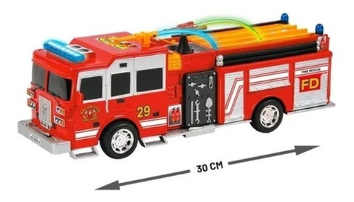 Imagem 1 de 5 de Carro Bombeiro Bate E Volta Resgate Som Luzes 30 Cm Dm Toys