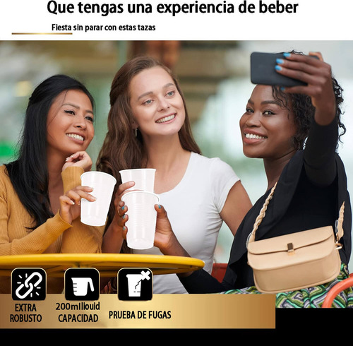 50 Vasos Desechable Plástico Prémium Blanco Eventos Fiestas