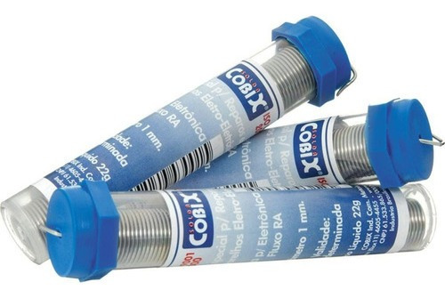 Imagem 2 de 2 de Kit 03 Tubos Solda Estanho 1mm 63x37 1.0mm C/ Fluxo - Cobix
