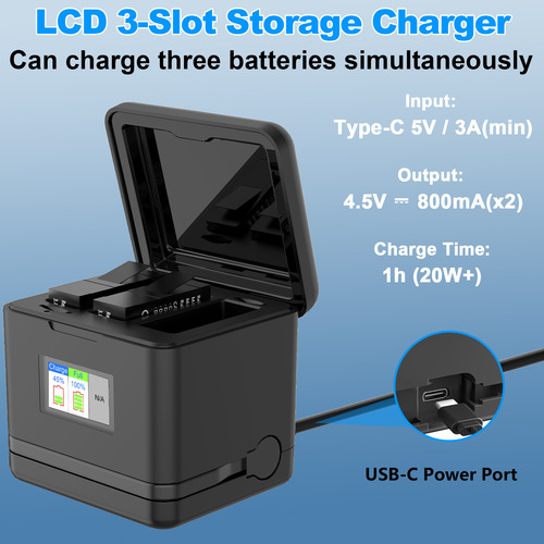 Cargador Lcd Triple Homesuit +2 Baterías Para Gopro Hero 13