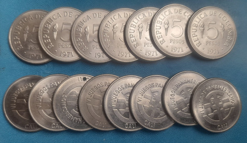 15 Monedas De 5 Pesos Vi Juegos Panamericanos 1971