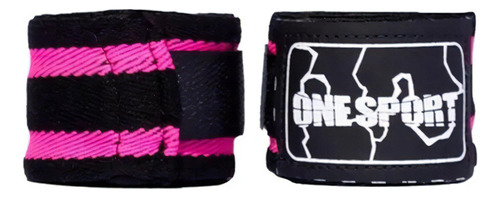 Bandagem Atadura Elastica 2,5m Muay Thai Boxe Preto/rosa