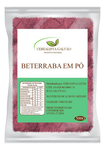 Beterraba Em Pó Natural Pura 500g Desidratada Alta Qualidade