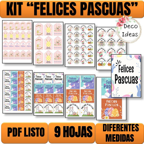 Imagen 1 de 6 de Kit Imprimible 06 Felices Pascuas Para Emprendedores A Color