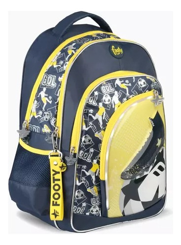 Mochila Espalda 18'' Futbol Botin Con Luz Led Footy Escolar