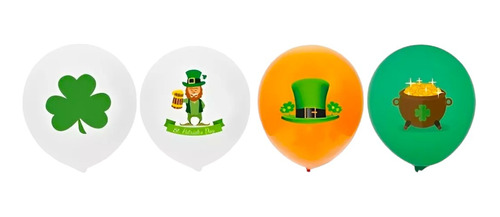 Globo Latex #12, 10 Piezas San Patricio(saint Patrick´s)