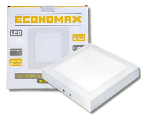 Plafon De Led Quadrado Kian Sobrepor 12w 6000k