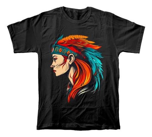 Camiseta Algod n Peinado Con Estampado De Mujer Ind gena Cuotas
