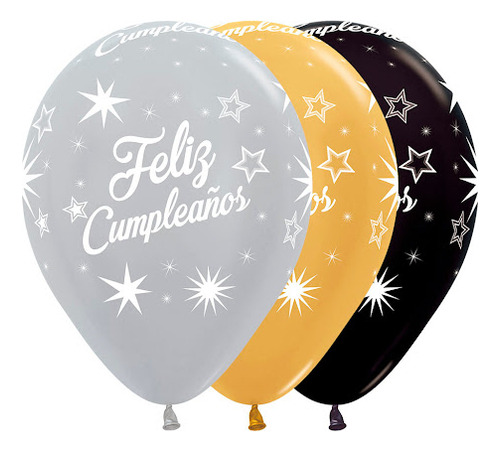 Globos Sempertex Feliz Cumpleaños Destellos X 12 Und