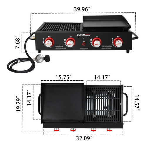 Royal Gourmet Gd4002t 4-burner Tailgater Grill And Griddle