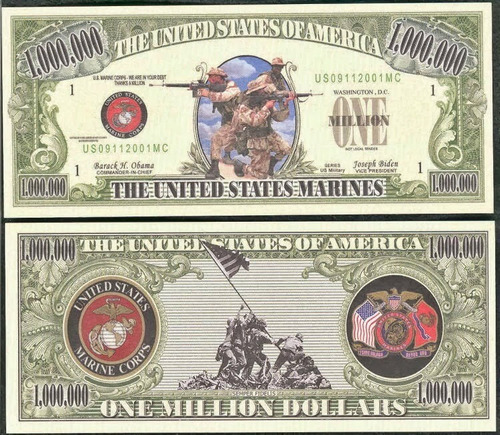 Billete Conmemorativo Marines Usa - Un Millón - Sin Valor