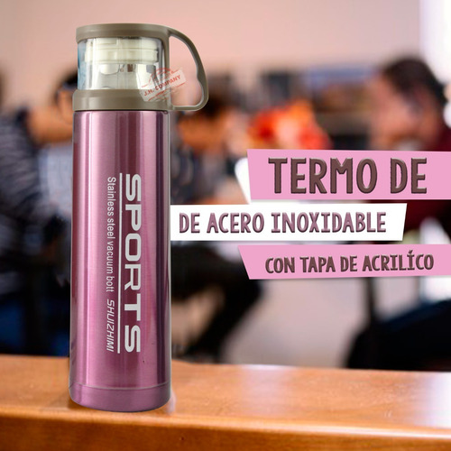 Imagen 5 de 8 de Termo De Acero Inoxidable Brillo Fashion Antiderrame 500 Ml