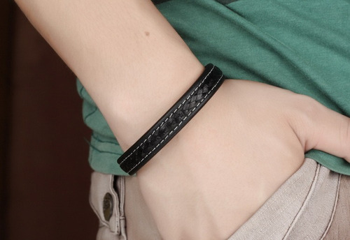 Imagen 6 de 9 de Pulsera Caballero Piel Con Acero - 545