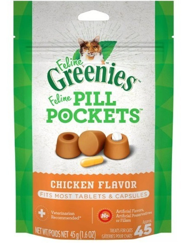 Vitamina Para Dar Medicina Gatos Greenies 45 Pza Sabor Pollo