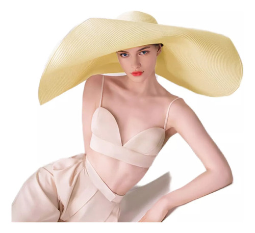 Sombrero De Paja De Playa De Gran Tamaño Para Mujer, Talla D