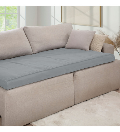 Pillow Top Para Sofá Retrátil 200 Fios 210x100x10cm Altihaus Cor Cinza Desenho Lisa