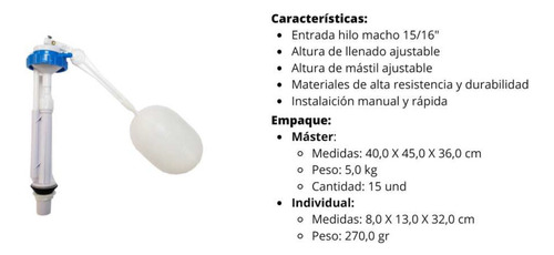 Valvula De Carga Para Wc Con Flotador