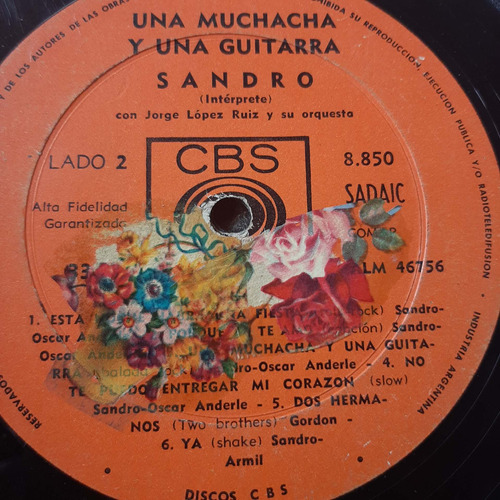 Sin Tapa Disco Sandro Una Muchacha Y Una Guitarra Ww M0