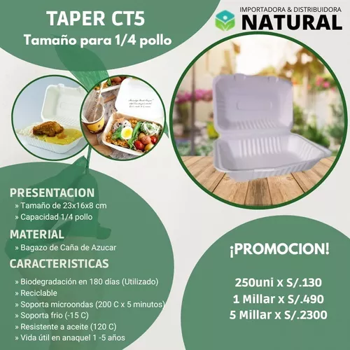 Envases Biodegradables / Tapers - Con/sin Compartimiento en venta en Lima  Lima por sólo S/. 2.00 -  Perú