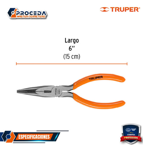 Pinza De Punta Y Corte 6 Mango De Pvc, Truper 17309