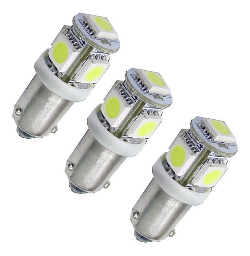 Lampara Luz Led Para Auto Moto Un Polo Ba9s Smd5050 5 Led/x3