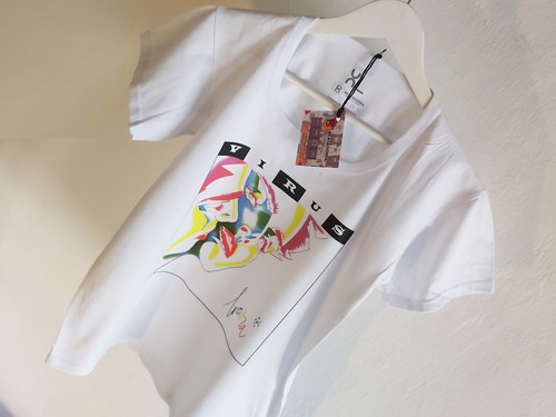 Remera Dama Algodón Virus Locura Moura Blanca Rock Nacional