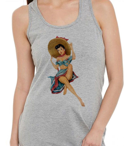 Musculosa Pin Up Girl Mujer Sombrero