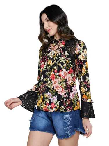 Blusa manga cheap longa chique