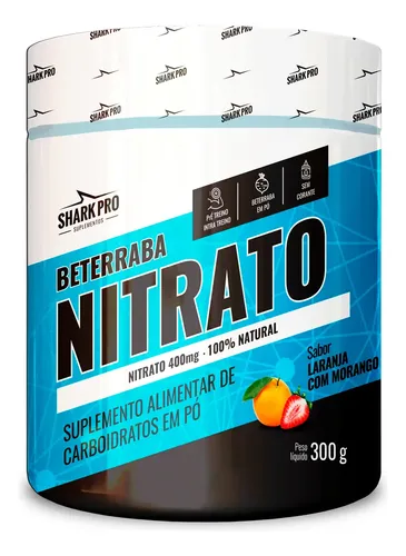 Nitrato De Beterraba 300g Shark Pro Pre E Intra Treinos Sabor Laranja Com Morango