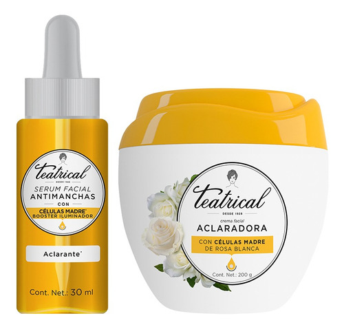 Teatrical Combo Antimanchas Serum + Crema Aclaradora Momento de aplicación Día/Noche Tipo de piel Todo tipo