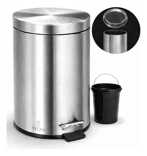 Lixeira Inox 5L Com Pedal Balde Removível Banheiro Cozinha Wow World Of Wonders