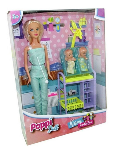 Muñeca Kiara Pediatra Con Bebes Poppi Doll +accesorios Orig.
