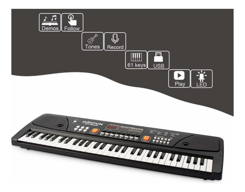 Teclado Organeta 49 Teclas Piano Graba Pistas Infantil Niños