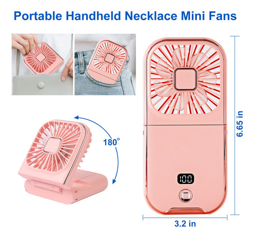 Ventilador Portátil Recargable Con Pantalla Digital Y Funció