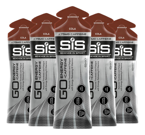 Kit 5 Gel Sis Go Energy Cafeína Carboidrato 60 Ml - Cola