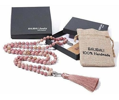 Balibali 108 Collar De Perlas Mala Semiprecioso Gema Piedras