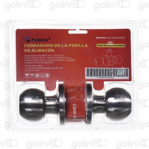 Chapa Cerradura Seguridad Puerta Perilla Acero Inoxidable