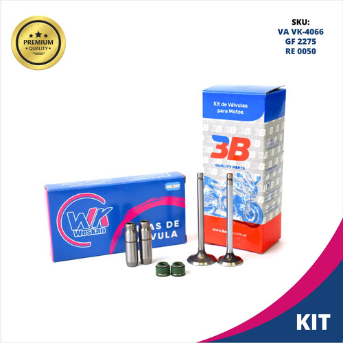 Valvula 3b Honda Biz 125 + Guias Fundición Weskan + Retenes