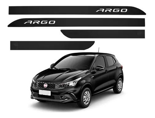 Jogo Friso Lateral Fiat Argo 2017 A 2021 Cor Preto Vulcano