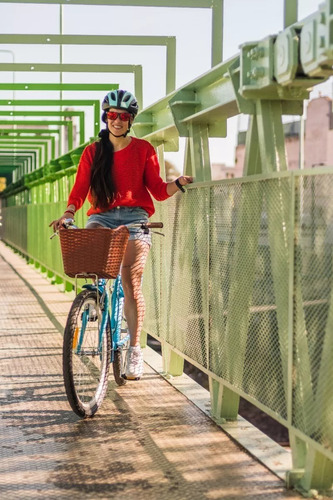 Bicicleta Paseo Mujer Urbana R26 1v Topmega Lux Color Celeste